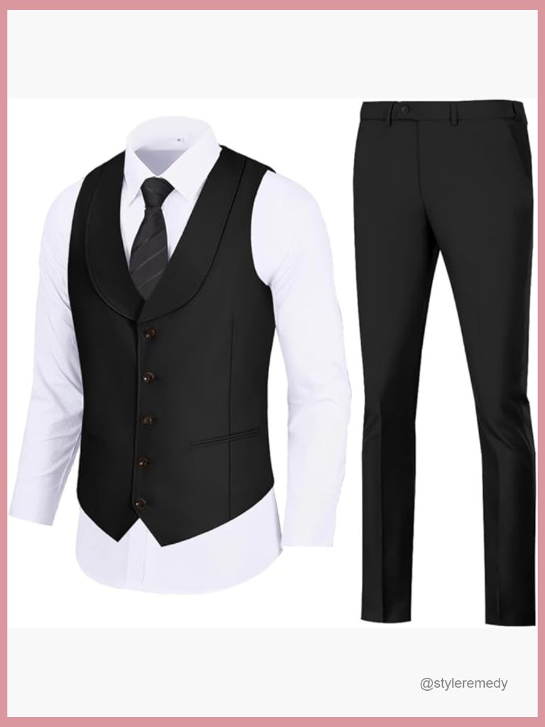 Slim Fit Suit Vest Pants Set For Formal Occasions